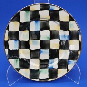 Vtg 1995 Camp MacKenzie Childs Salad Plate Roasted Marshmallow Courtly Check a